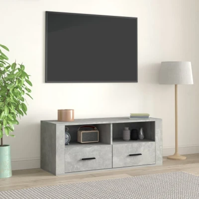 Afbeelding van Tv meubel 100x35x40 cm bewerkt hout betongrijs