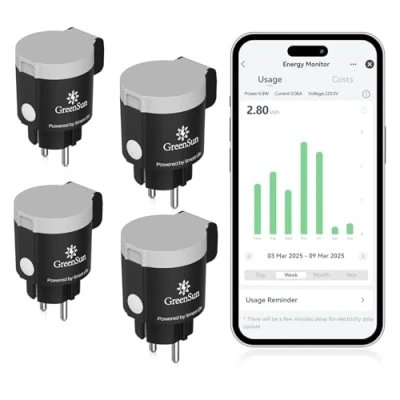 Afbeelding van GreenSun Waterdicht stopcontact voor buiten, intelligente stekker, timer, programmeerbaar stopcontact, Alexa stroomverbruik, stopcontacten, 4 stuks