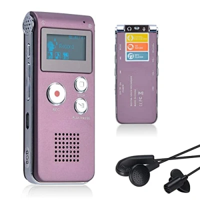 Afbeelding van Lychee Digitale spraakrecorder, 8 GB, draagbaar, MP3 speler met dubbele microfoon, voor conferenties, vergaderingen, interviews en lessen, rood
