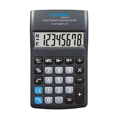 Afbeelding van DONAU Tech rekenmachine K DT2087 01 wortelfunctie met 8 cijfers / 180 x 90 19 mm kleur: zwart cijferige weergave batterijvoeding compact ontwerp