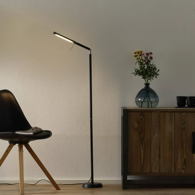 Afbeelding van LED vloerlamp Filigran, zwart, dimbaar, verstelbaar