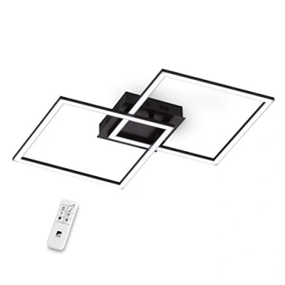 Afbeelding van EGLO LED plafondlamp PALMAVES 1, 2 lamps van aluminium, staal, kunststof, zwart, wit, met afstandsbediening, lichtkleur warm wit koud nachtverlichting, dimbaar