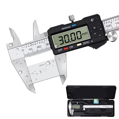 Afbeelding van Vinabo digitale schuifmaat, klassieke schuifmaat van roestvrij staal, professionele kaliper met groot lcd display, precisie, digitaal gereedschap, micrometer, lakbestendig, spatwaterdicht