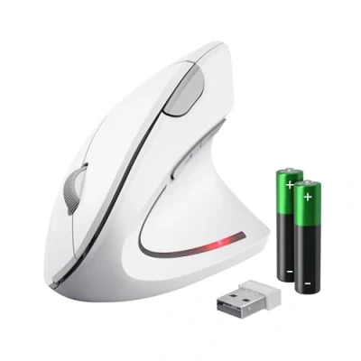 Image de Trust Verto Souris verticale ergonomique pour droitiers optique 6 boutons sans fil 2.4 GHz récepteur USB blanc