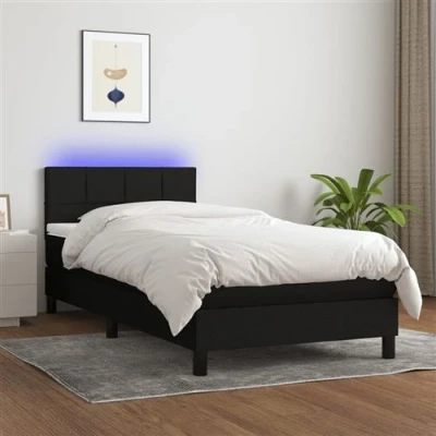Afbeelding van vidaXL Boxspring met matras en LED stof zwart 80x200 cm