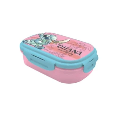 Afbeelding van My sweety pop Broodtrommel Lunchbox Voor kinderen Kleuterschool School Vakantie Maaltijd 21 cm Bestek Lepel Cadeau idee BPA vrij (Stitch Roze/Blauw)