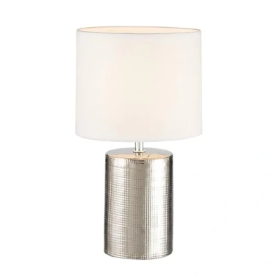 Afbeelding van Tafellamp Prata, cilindrisch, wit/zilver
