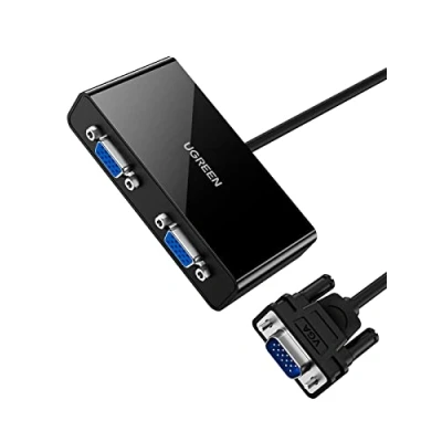 Afbeelding van UGREEN VGA Splitter naar 2 Kabel Mannelijk Vrouwelijk Monitor Y Adapter Kabel. Zwart