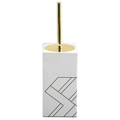 Afbeelding van MSV Monolithic Toiletborstel van keramiek, wit/goud