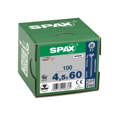 Afbeelding van Spax spaanplaatschroeven platverzonken kop verzinkt pozidriv 4.5x60mm (per 100 stuks)