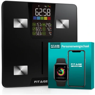 Afbeelding van FITAGE LED Weegschaal Personenweegschaal Digitaal Slimme met 17x Lichaamsanalyse Weegschalen App