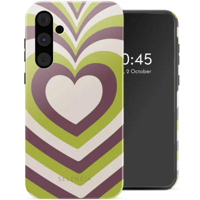 Afbeelding van Selencia Hoesje Geschikt voor Samsung Galaxy A55 Vivid Backcover Double Hearts Plum Fern