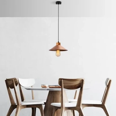 Afbeelding van Hanglamp GMN 00003 1 lamp houtdetail koper