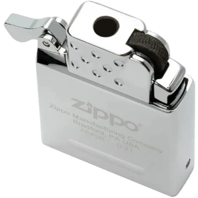 Afbeelding van Zippo Gasinzet aansteker gele vlam 65815, oplaadbare winddichte aansteker, gemaakt van metaal met &quot;click&quot; functie, zilverkleurig, geweldig cadeau idee