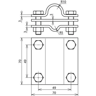 Afbeelding van DEHN 610020 AK TE 20 7.10 FL40 V4A Aansluitklem 8 kA