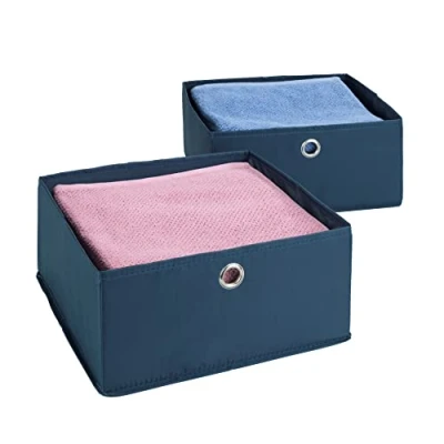 Afbeelding van WENKO Schuifladenbox van polyester, 28 x 13 cm, donkerblauw, 2 stuks