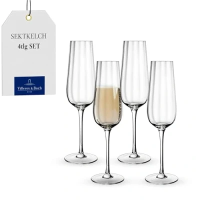 Afbeelding van Villeroy &amp; Boch Rose Garden Champagneglas 28 Cl Set Van 4 Transparant