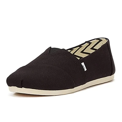 Image de TOMS Mocassins Alpargata en coton recyclé pour femme, noir/blanc, 36 EU