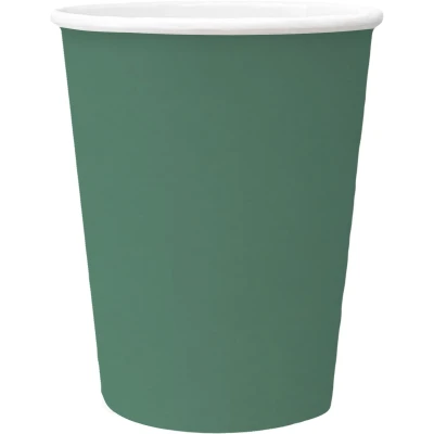Afbeelding van Paw Wegwerpbekers van papier (250 ml), 8 stuks, ideaal voor bruiloft, kinderfeest, verjaardag, vieringen, druk op papieren bekers waterbasis, donkergroen, monochroom