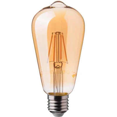 Afbeelding van E27 LED filament Lamp 6 Watt ST64 550 Lumen met 20.000 branduren 2200K Extra warm wit Vervangt 40 2 jaar Garantie
