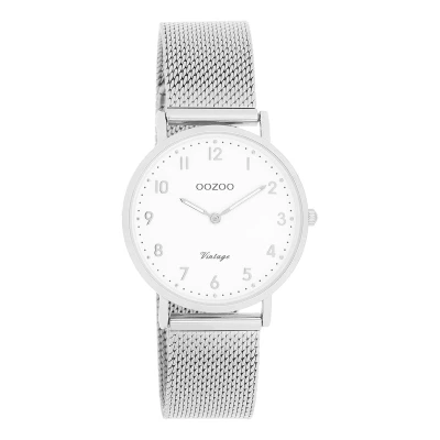Afbeelding van zilverkleurige OOZOO horloge met metalen mesh armband C20345