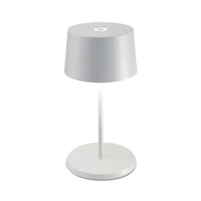 Afbeelding van Zafferano Olivia Mini Tafellamp Oplaadbare Buitenlamp Wit Spatwaterdicht (IP65) Bureaulamp Snoerloos Dimbare LED Lamp Draadloos Oplaadstation Terraslamp USB Oplaadbaar 22 cm x Ø11