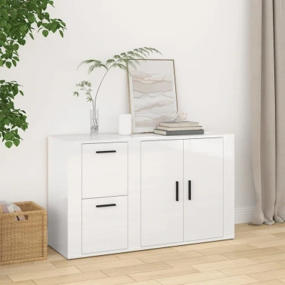 Afbeelding van Dressoir 100x33x59,5 cm bewerkt hout hoogglans wit