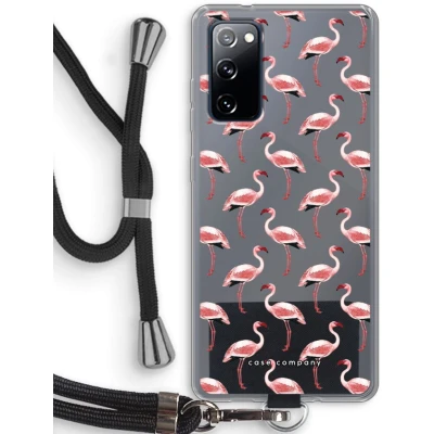 Afbeelding van Case Company® hoesje met Koord geschikt voor Samsung Galaxy S20 FE / 5G Flamingo Telefoonhoesje Zwart Bescherming aan alle Kanten en Over de Schermrand