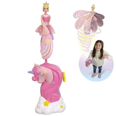 Afbeelding van Lansay SKY DANCERS Rainbow Rose Poupée Fée Volante pour Enfants dès 6 ans Magique 18cm S&#039;Envole Avec un Lanceur Licorne Sans Piles Émerveillez vos Idée Cadeau Anniversaire