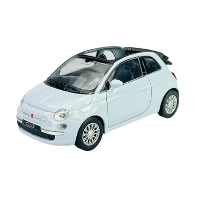 Afbeelding van Welly FIAT 500C Cabrio lichtblauw vanaf 2009 1/34 1/39 metalen auto model gegoten in doos