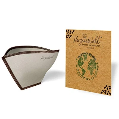 Afbeelding van HERZENSWAHL Herbruikbare koffiefilter, maat 2,4, V6002, roestvrij staal, permanente Zero Waste filter voor filterkoffie, over, handfilter, opvouwbaar, duurzaam (koffiefilter 2)