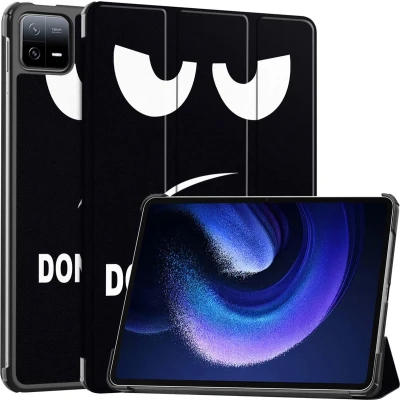Afbeelding van iMoshion Tablet Hoes Geschikt voor Xiaomi Pad 6 / Pro Design Trifold Bookcase Zwart /Don&#039;t touch