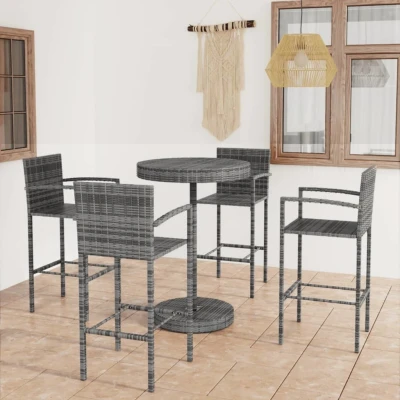 Afbeelding van 5 delige Tuinbarset poly rattan grijs
