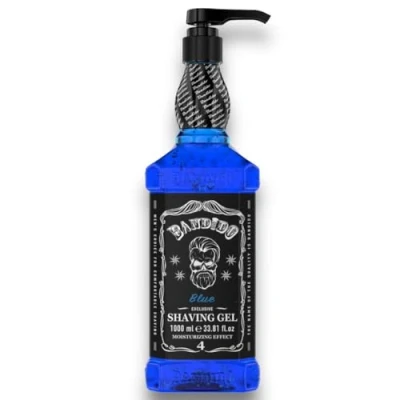 Afbeelding van Bandido Shaving Gel Men Blue 2 stuks (2 x 1000 ml) blauwe transparante scheergel voor mannen, nauwkeurige baardcontouren scheren met elk scheermesje (blauw,