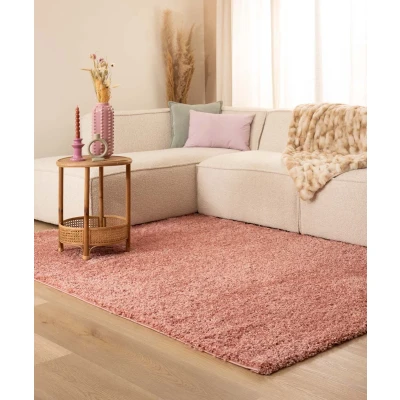 Afbeelding van Hoogpolig Tapijt/Vloerkleed Shaggy Trend Effen Roze 120x170 Cm