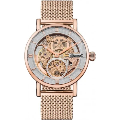 Afbeelding van Ingersoll The Herald Automatic Watch met Skeleton Dial en Black Leather Strap I00403, Nieuw geld, Armband