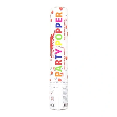 Afbeelding van Party popper rood wit hartjes