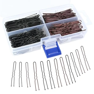 Afbeelding van 300 stuks U haarspeld haarspelden met doos, metalen knot clips bobby pinnen voor alle haartypes