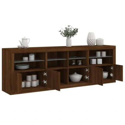 Afbeelding van vidaXL Dressoir met LED verlichting 202x37x67 cm bruin eikenkleur