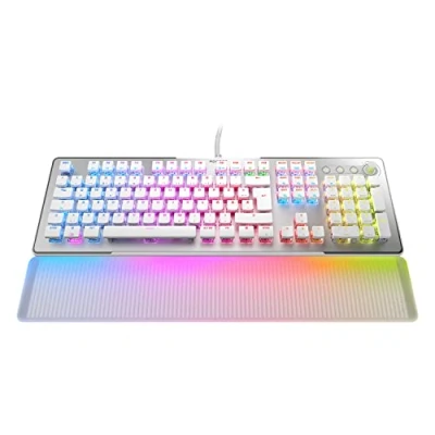 Afbeelding van Roccat Vulcan II Max Optisch/mechanisch gaming toetsenbord voor pc, verstelbare RGB toetsen en polssteun, titanium toetsschakelaar, aluminium beschermplaat, wit