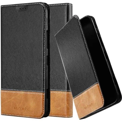 Afbeelding van Cadorabo Hoesje geschikt voor Nokia Lumia 1320 in ZWART BRUIN Beschermhoes met magnetische sluiting, standfunctie en kaartvakje Book Case Cover Etui