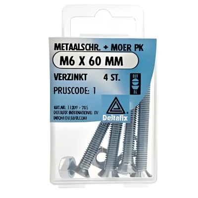 Afbeelding van M.schroef moer pk m6x60mm 4st Deltafix