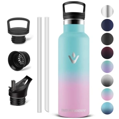 Afbeelding van Vikaster 0,5 liter thermosfles, BPA vrij, met rietje, voor school, sport, fietsen, camping, fitness, outdoor