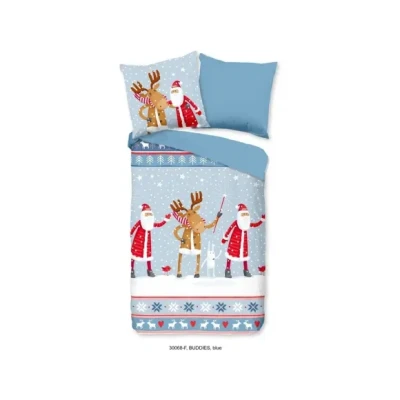 Afbeelding van Good Morning Kinderdekbedovertrek &quot;kerstman&quot; Blauw (140x200/220 cm) Katoen Flanel