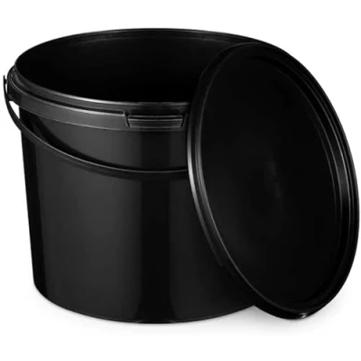 Afbeelding van BenBow Emmer met deksel, 3 l, zwart, 5 x liter, geschikt voor contact levensmiddelen, stabiel, luchtdicht, waterdicht, geurvrij, opbergdoos van kunststof, handvat, leeg