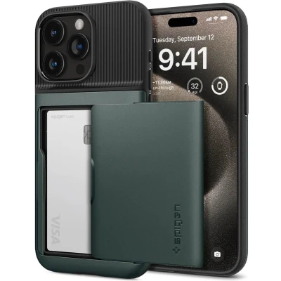 Afbeelding van Spigen Slim Armor CS geschikt voor iPhone 15 Pro Max Hoesje Groen