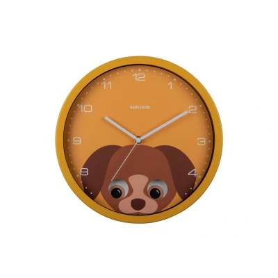 Afbeelding van Karlsson Wandklok Peekaboo Dog Geel Ø30,8cm