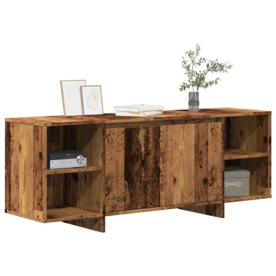 Afbeelding van Tv meubel 130x35x50 cm bewerkt hout oud houtkleurig