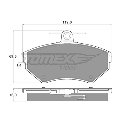 Afbeelding van TOMEX brakes TX 13 94 Remblokkenset Vooras VOLKSWAGEN: Polo III Hatchback, GOLF 3, Caddy 2 Kastenwagen, SEAT: Ibiza 2, Arosa, Córdoba I Saloon