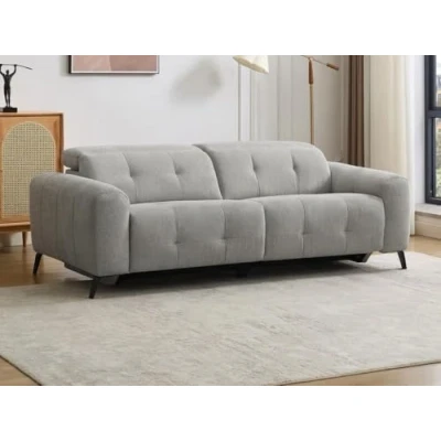 Afbeelding van Vente unique Elektrische relax driezitsbank van grijze stof CLODI L 216 cm x H 76 D 105